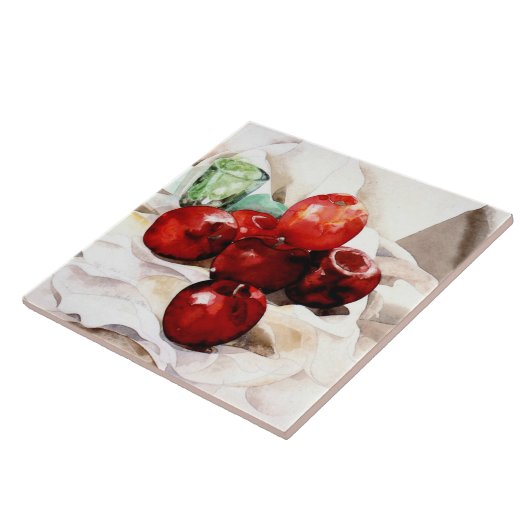 Demuth - appels en groen glas tegeltje (Zijkant)