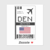 DEN Denver Boarding Pass - Eindhoven Sticker (Vel)