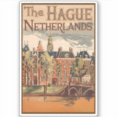 Den Haag Nederland Illustratie Reiskunst Sticker (Voorkant)