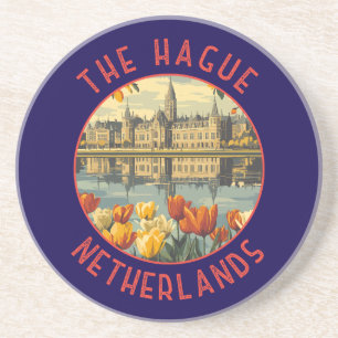 Den Haag Nederland Retro Distressed Circle Zandsteen Onderzetter