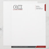 D'en-tête De Lettre Modèle professionnel gris foncé et rouge (Devant / Derrière)
