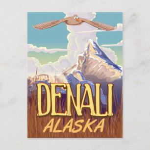 Denali Alaska cartoon vintage-poster Briefkaart