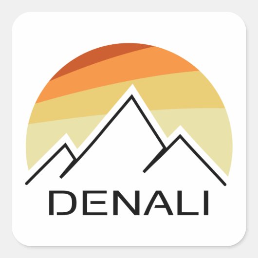 Denali Alaska Retro Vierkante Sticker (Voorkant)