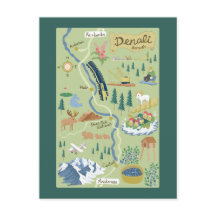Denali Borough Map Briefkaart