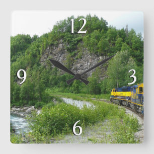 Denali Express Alaska Trein Vakantie Fotografie Vierkante Klok