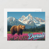 Denali Grizzly Bear Wildflower Art Briefkaart (Voorkant / Achterkant)