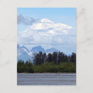 Denali, Mt McKinley, uit de rivier de Alaska, VS 1 Briefkaart