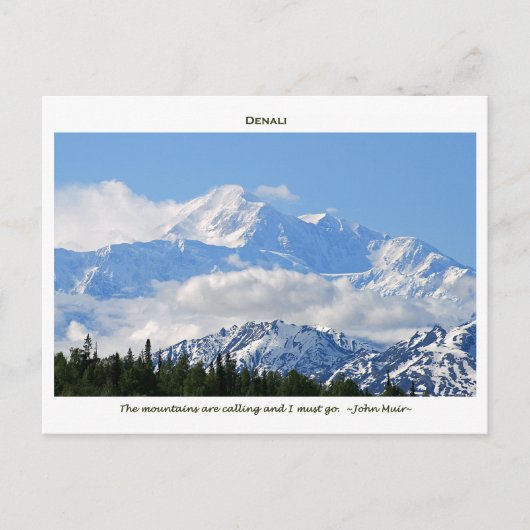 Denali/Mtns bellen-J Muir/met grens Briefkaart (Voorkant)