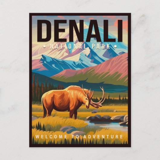 Denali Nationaal Park Alaska Berglandschap Ski Briefkaart (Voorkant)