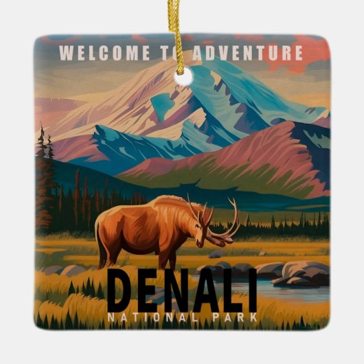 Denali Nationaal Park Alaska Berglandschap Ski Keramisch Ornament (Voorkant)
