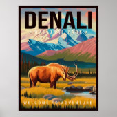 Denali Nationaal Park Alaska Berglandschap Ski Poster (Voorkant)