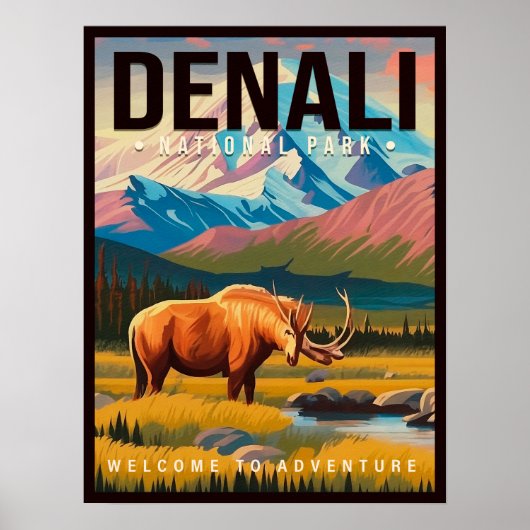 Denali Nationaal Park Alaska Berglandschap Ski Poster (Voorkant)