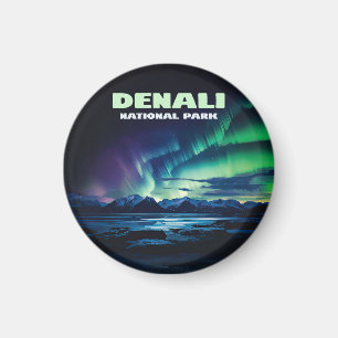 Denali National Park Alaska Noorderlicht Retro Magneet
