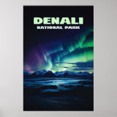 Denali National Park Alaska Noorderlicht Retro Poster (Voorkant)