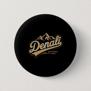 Denali National Park Alaska Souvenir Berg Kamp Ronde Button 5,7 Cm