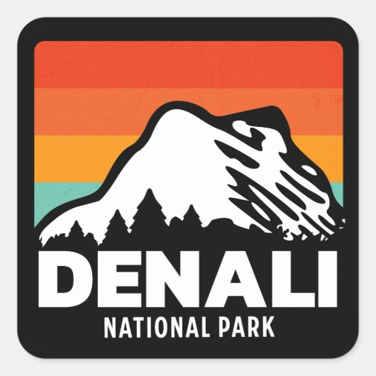 Denali National Park Cool Retro  Gift Vierkante Sticker (Voorkant)