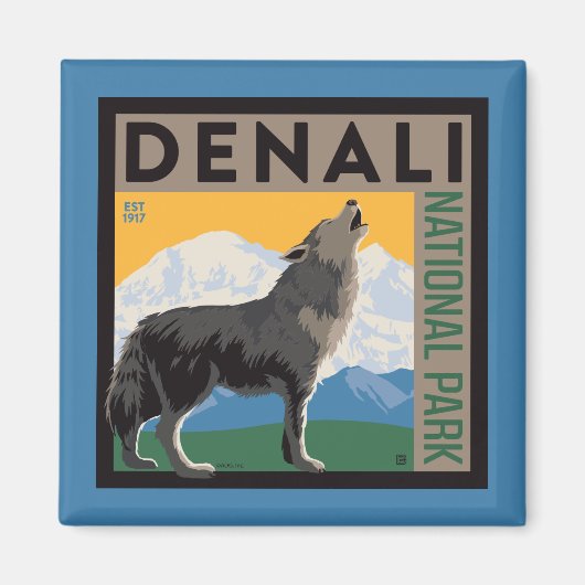 Denali National Park | Howling Wolf Magneet (Voorkant)