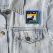Denali National Park | Howling Wolf Vierkante Button 5,1 Cm (In situ)