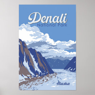 Denali National Park Illustratie Reis Vintage Poster