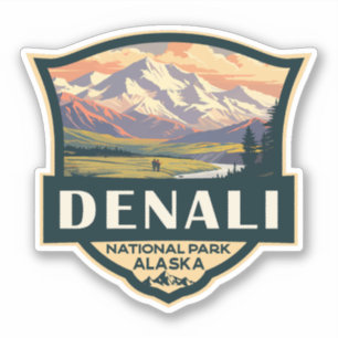 Denali National Park Illustration Travel  Sticker