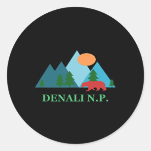 Denali National Park Natuur Scène Vakantie Souveni Ronde Sticker