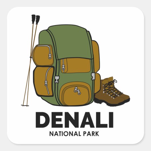 Denali National Park-rugzak Vierkante Sticker (Voorkant)