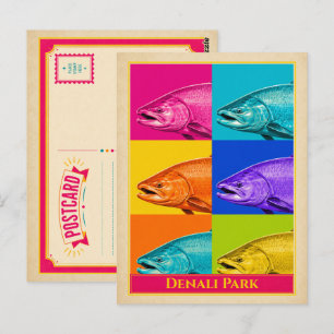 Denali Park Ansichtkaart Alaska Zalm Vintage Briefkaart