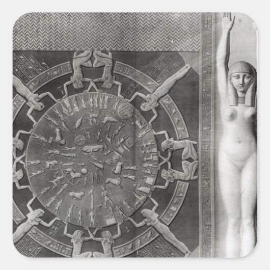 Dendera Zodiac, gegraveerd in 1802 Vierkante Sticker (Voorkant)