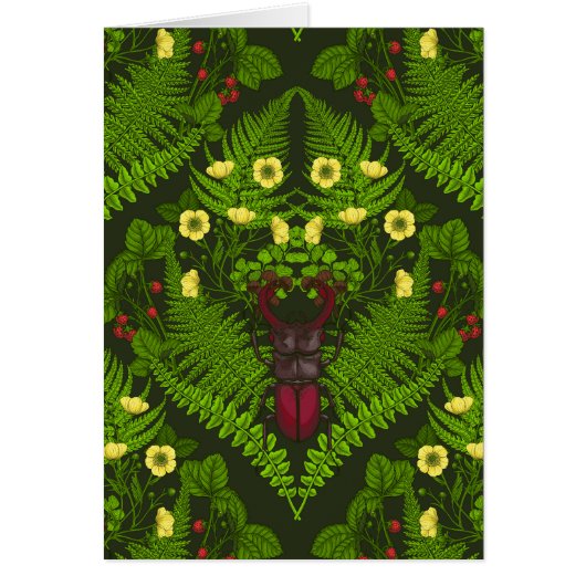 Dendroctones et fougères, feuilles verts (Devant)