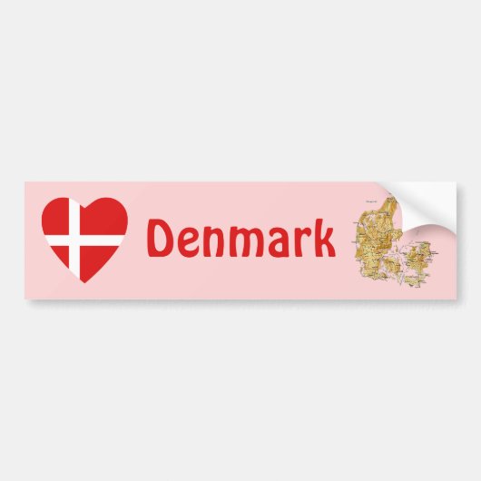 Denemarken Bumpersticker Markthart + Kaart (Voorkant)