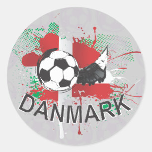 Denemarken Danmark football en voetbalontwerp Ronde Sticker