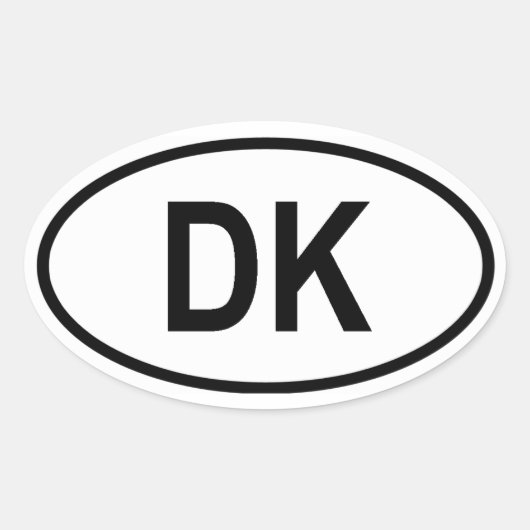 Denemarken "DK" Ovale Sticker (Voorkant)