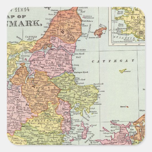 Denemarken en IJsland Vierkante Sticker (Voorkant)