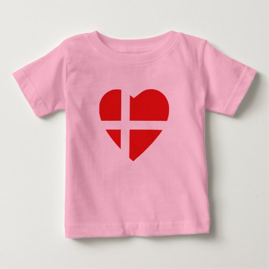 Denemarken Flag Hart T-shirt (Voorkant)