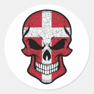 Denemarken glimlach schedelvlag ronde sticker