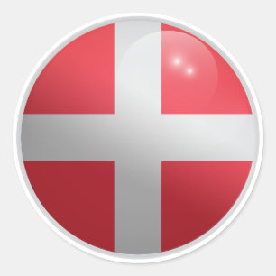 Denemarken Glossy Circle Flag Ronde Sticker