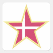 Denemarken Gold Star-vlaggenland Vierkante Sticker (Voorkant)