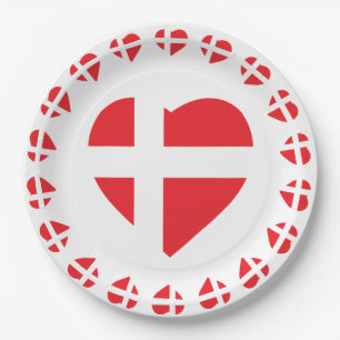 DENEMARKEN HEART SHAPE FLAG DANNEBROG PAPIEREN BORDJE