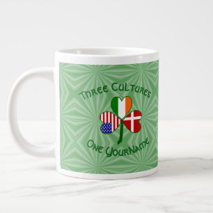 Denemarken Ierland VS Klavertje Vier Vlag Persoonl Extra Grote Beker