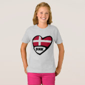 Denemarken Landcode Vlag Hart Pin Badge, DNK T-shirt (Voorkant volledig)