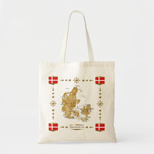 Denemarken Map + Flags Bag Tote Bag (Voorkant)