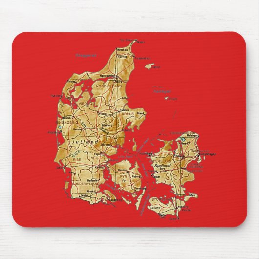 Denemarken Map Mousepad Muismat (Voorkant)