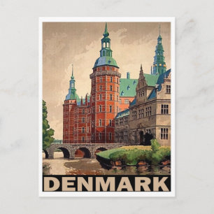 Denemarken, middeleeuwse kasteel aan de rivier, vi briefkaart