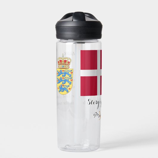 DENEMARKEN - monogrammed, Fun Text, Deense vlag Waterfles (Voorkant)
