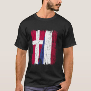 Denemarken Nederland Halve Vlag Deens Nederlands E T-shirt