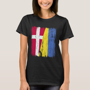 Denemarken Oekraine Half Vlag Deens Oekraïens Erfg T-shirt