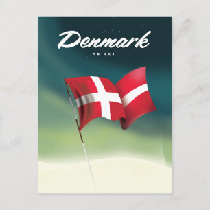 Denemarken "Om te skiën" Reisposter Briefkaart