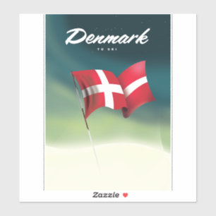 Denemarken "Om te skiën" Reisposter Sticker