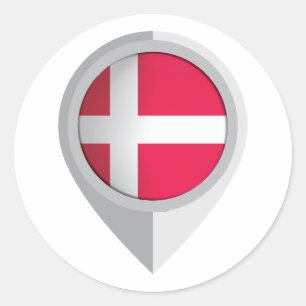 Denemarken Pin Locatie Vlag Ronde Sticker