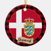 Denemarken, Rode buffels en Deense vlag Keramisch Ornament (Voorkant)